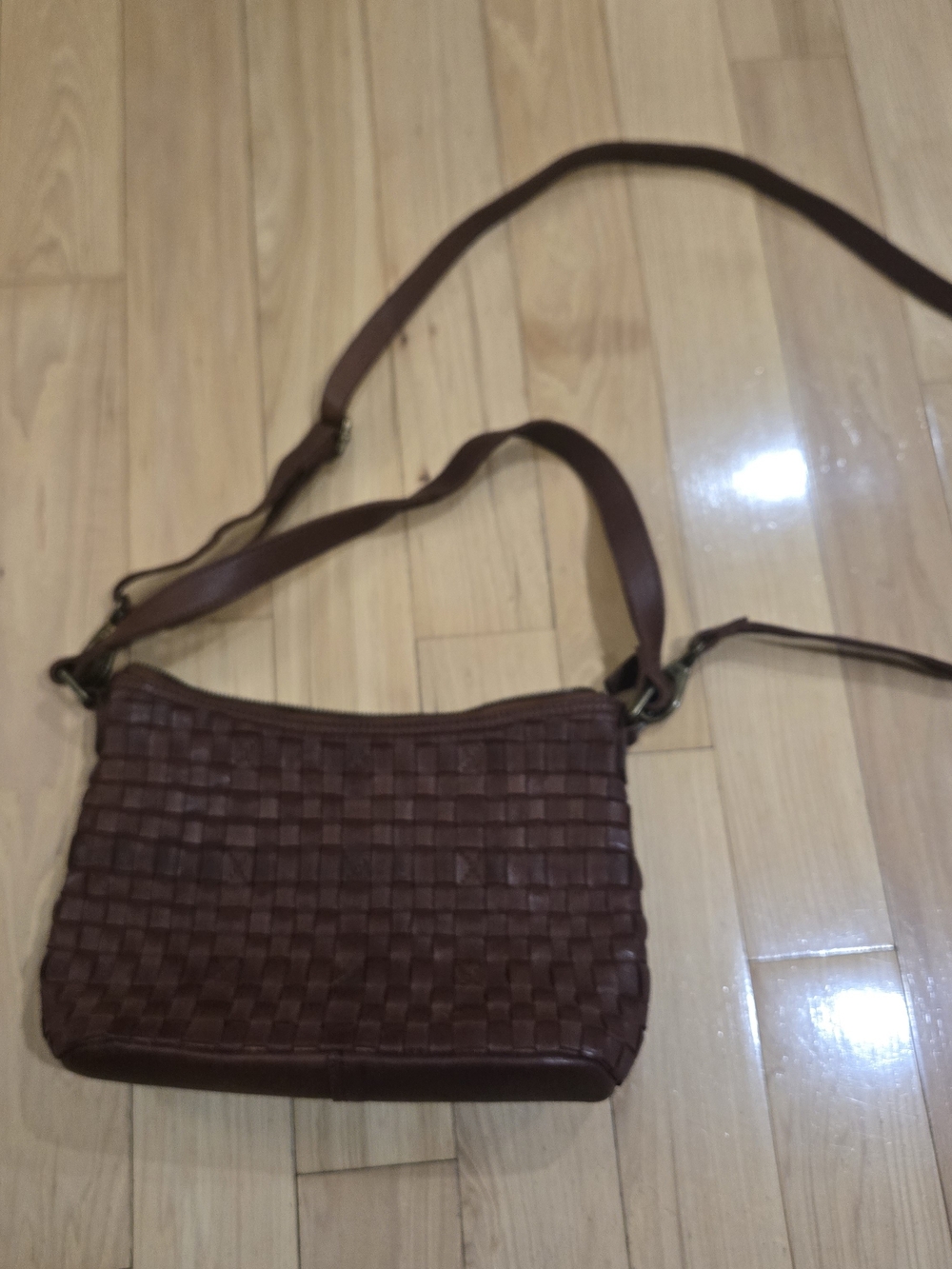Ashwood Heritage Brown Woven Leather Crossbody Bag